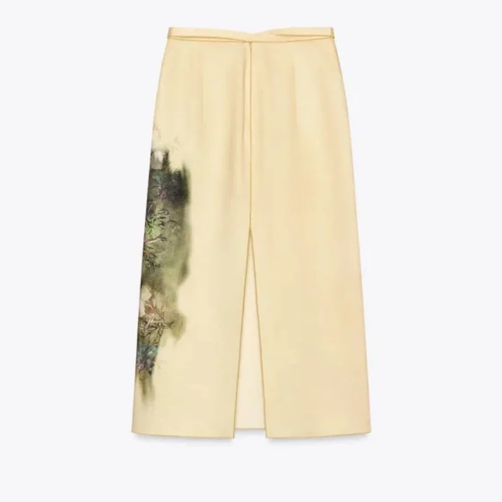 Zara Cream and Brown Midi Skirt - Picture 8 of 12